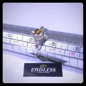 Vintage Amber Starburst Ring set in Silver
